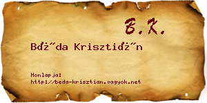 Béda Krisztián névjegykártya